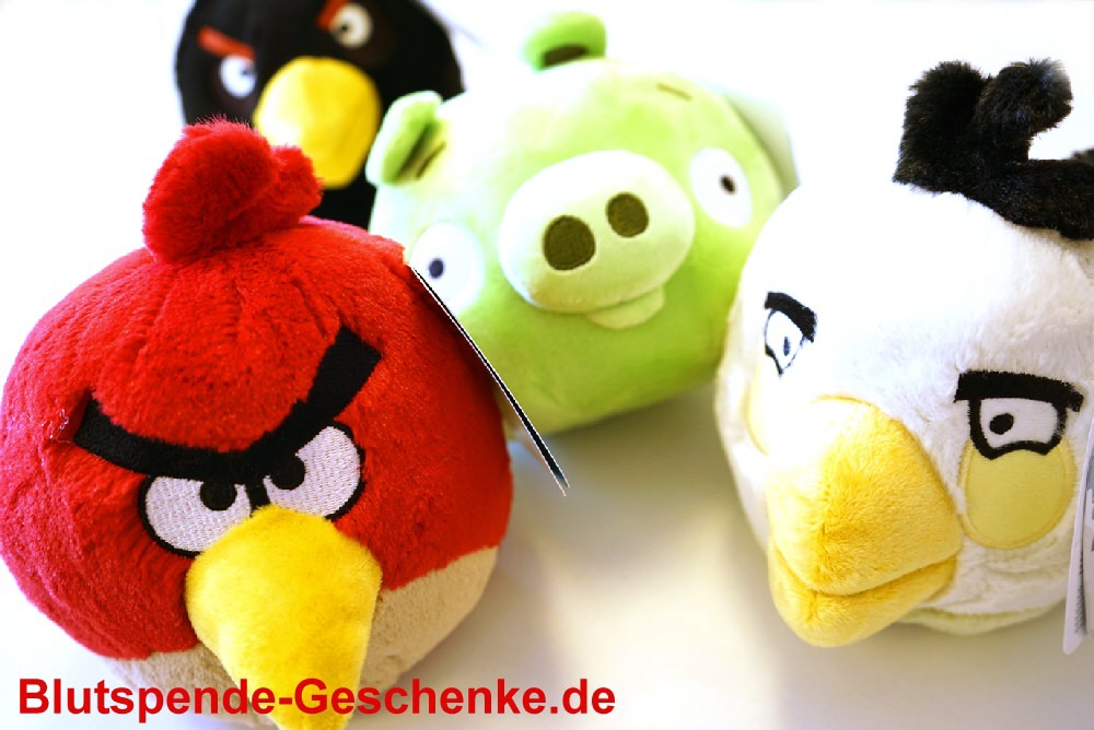Blutspendegeschenk Angry Birds Plüschfiguren