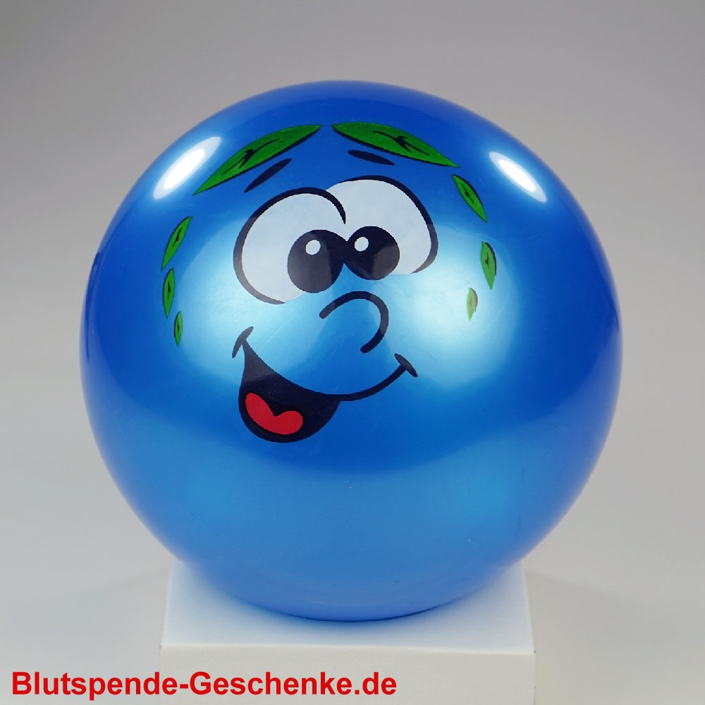 Blutspendegeschenk Ball Lachgesicht blau