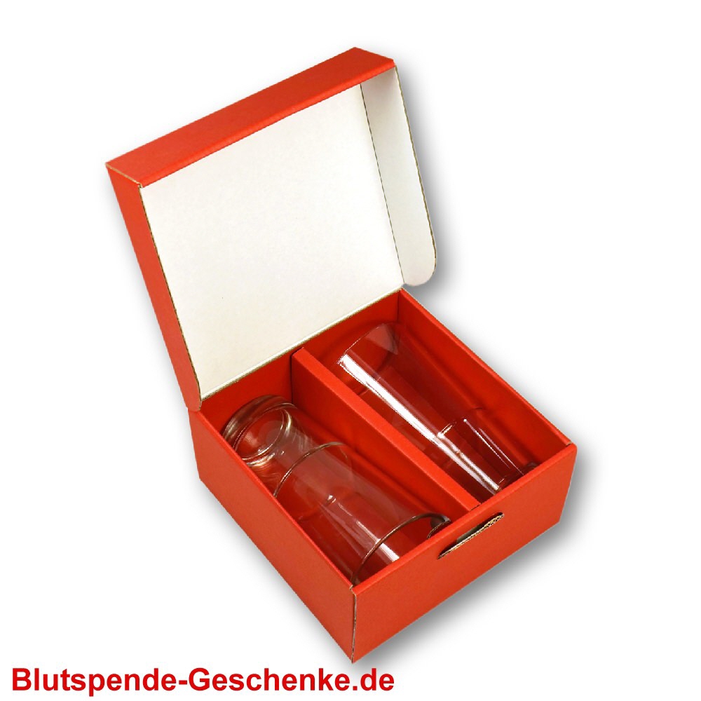 Blutspendegeschenk Geschenk-Set Gläserset 2er rot