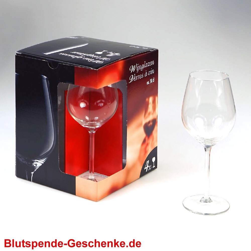 Blutspendegeschenk Weingläser-4er-Set Rotwein