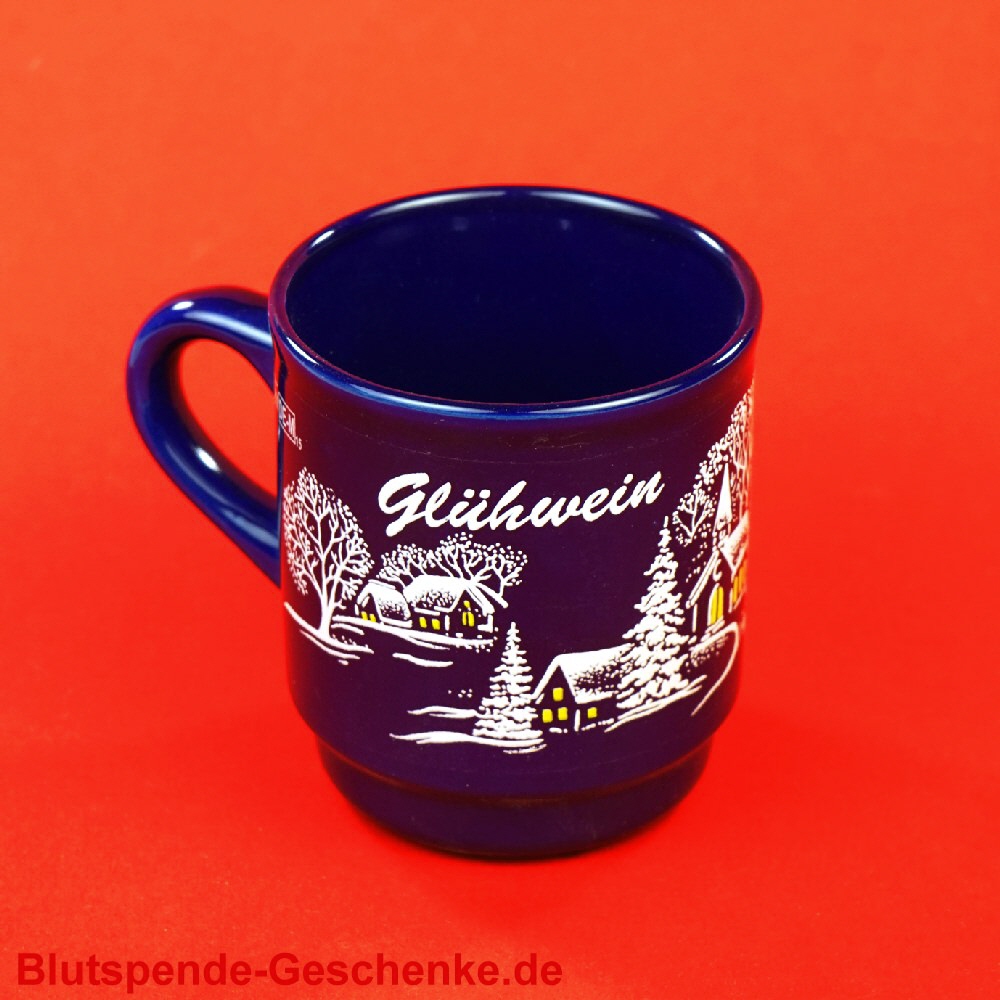 Glühweinbecher blau mit Henkel