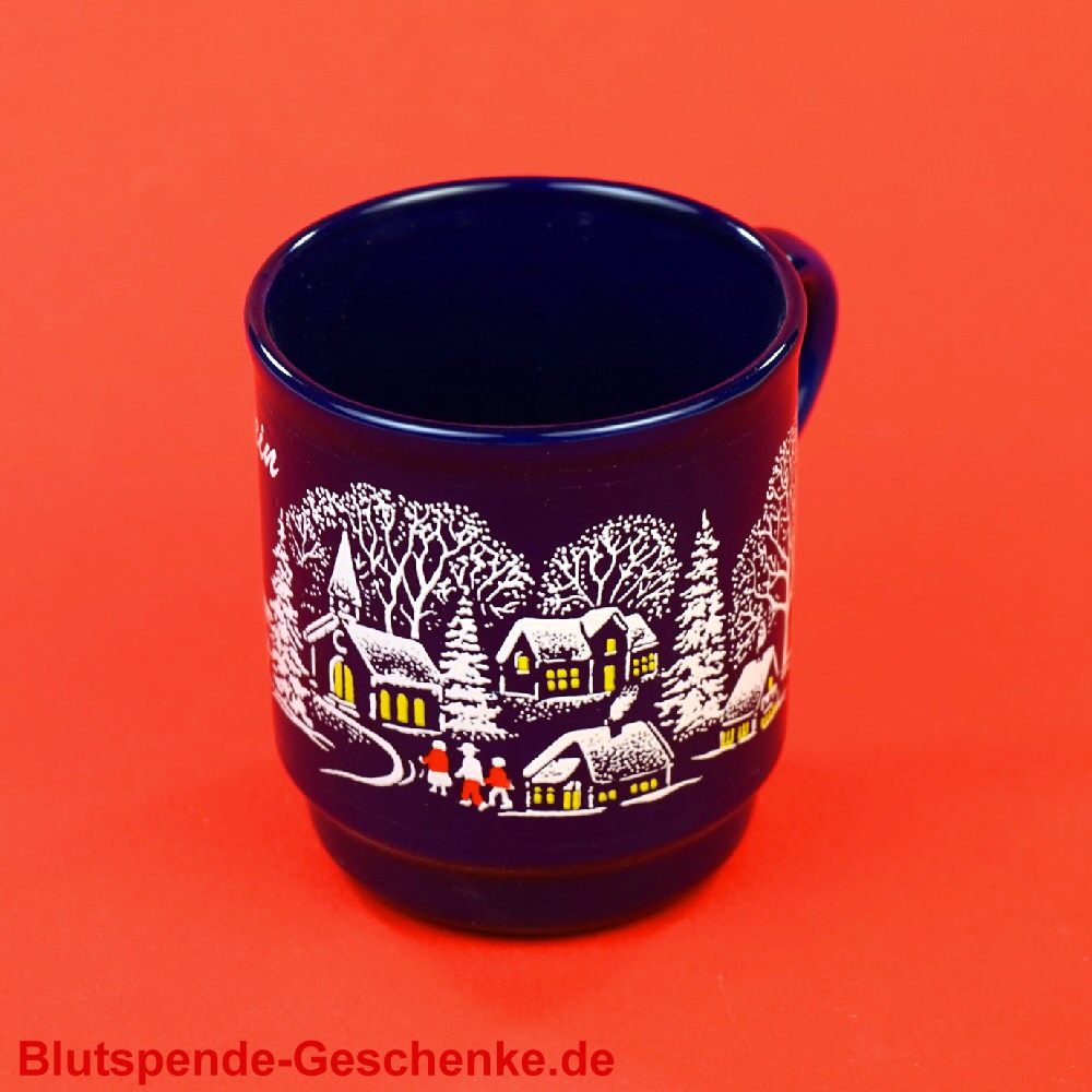 Glühweinbecher blau mit Henkel