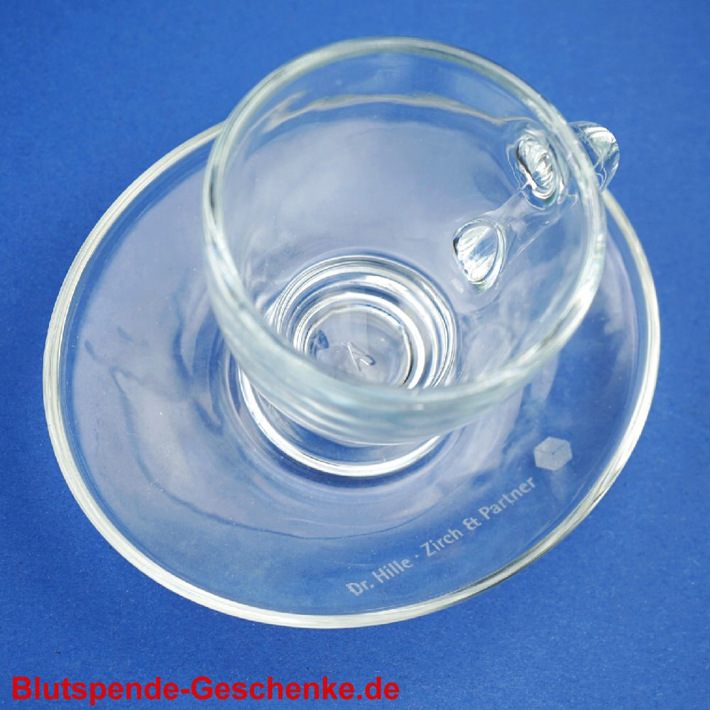 Glas-Espressotasse mit Gravur