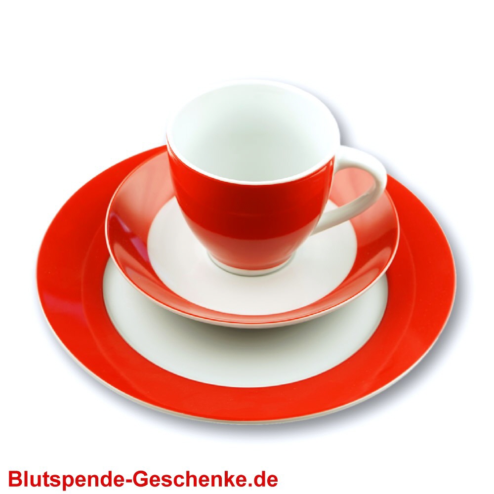 Kaffee-Service rot-weiß 3-teilig