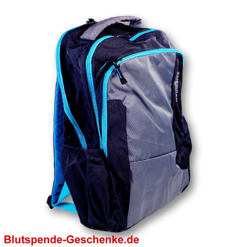 Marken-Rucksack schwarz-blau