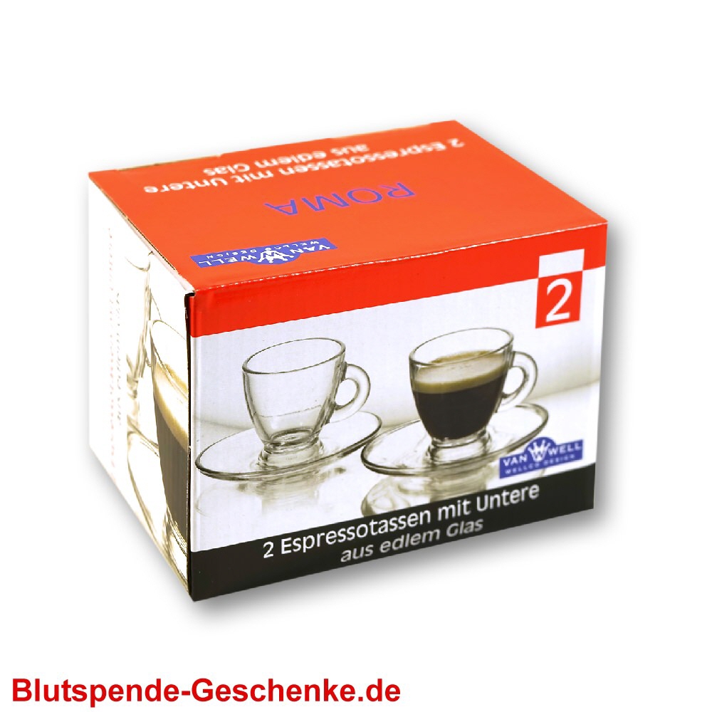 TreuePräsent Espresso-Tassen aus Glas