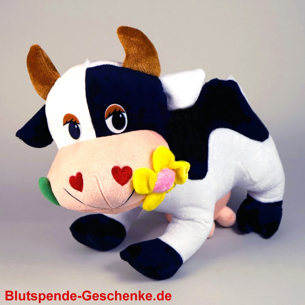 TreuePräsent Plüsch-Kuh mit Blume