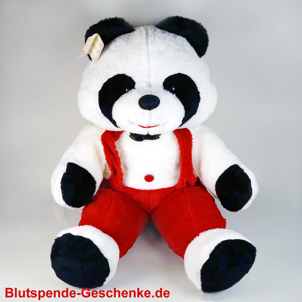 TreuePräsent Plüsch-Panda mit Latzhose 100 cm