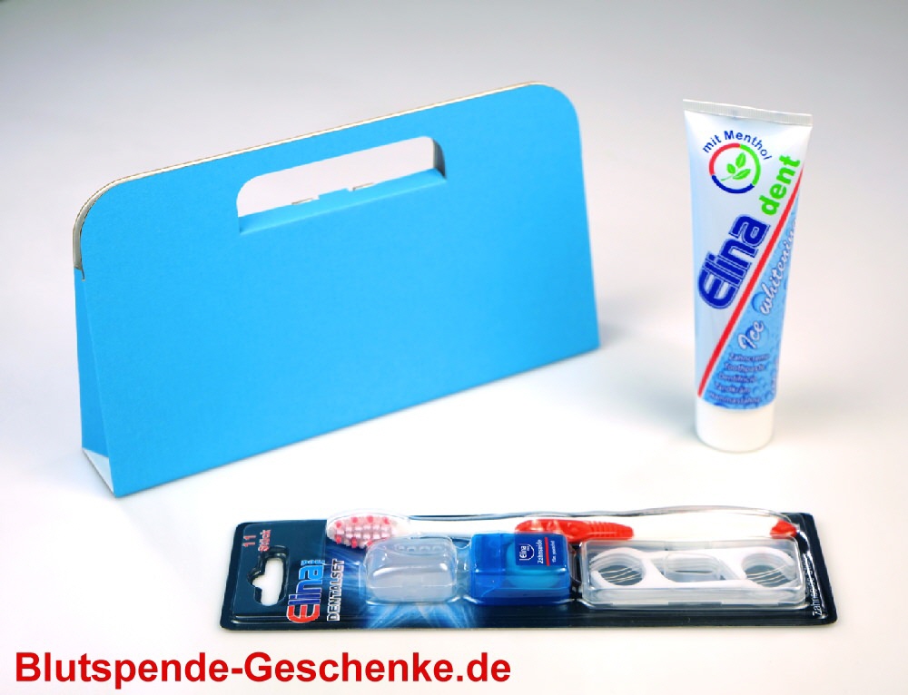 Dentalset mit Zahnpasta in Geschenkverpackung