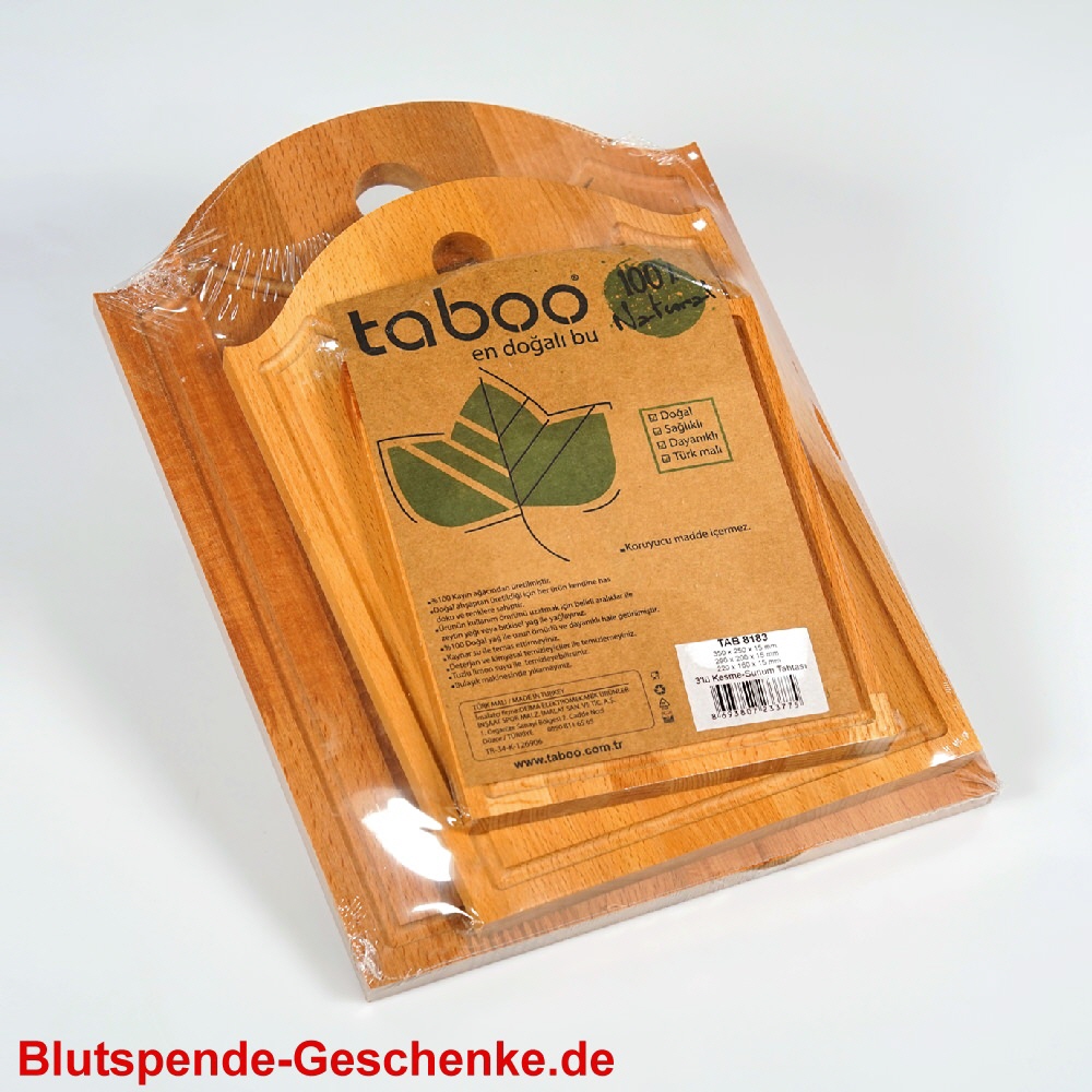 Blutspendegeschenk 3er-Set Holz-Schneidbretter