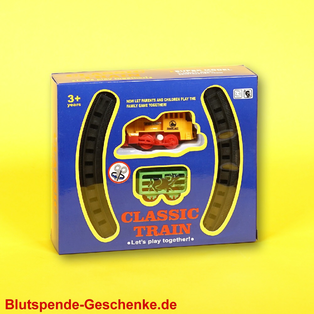 Blutspendegeschenk Spielzeugeisenbahn