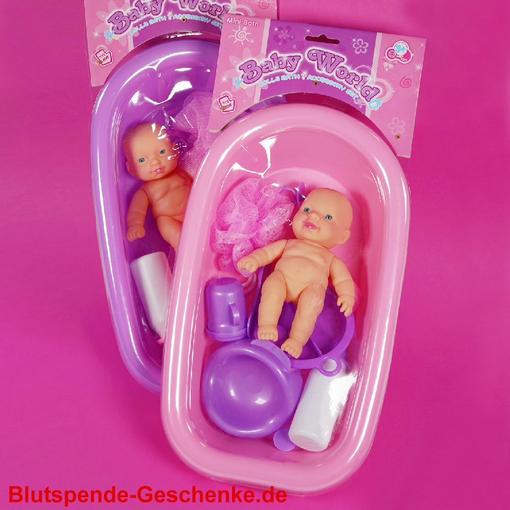 Blutspendegeschenk Baby-Puppe in Wanne