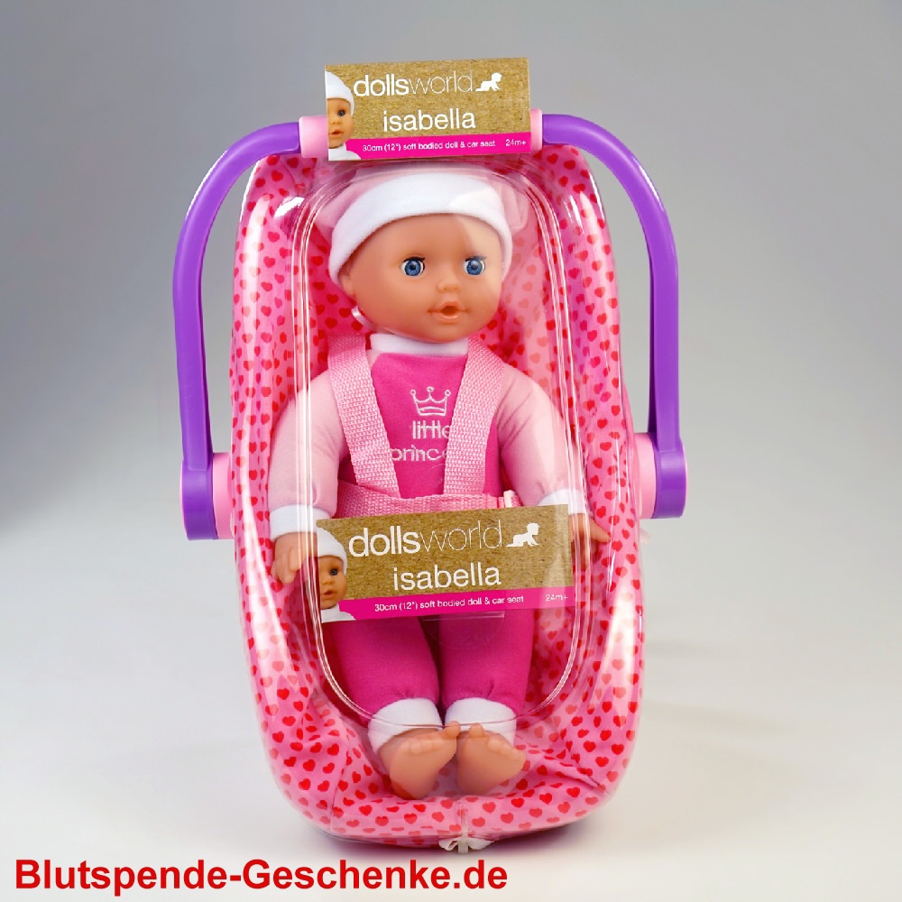 Blutspendegeschenk Babypuppe im Autositz