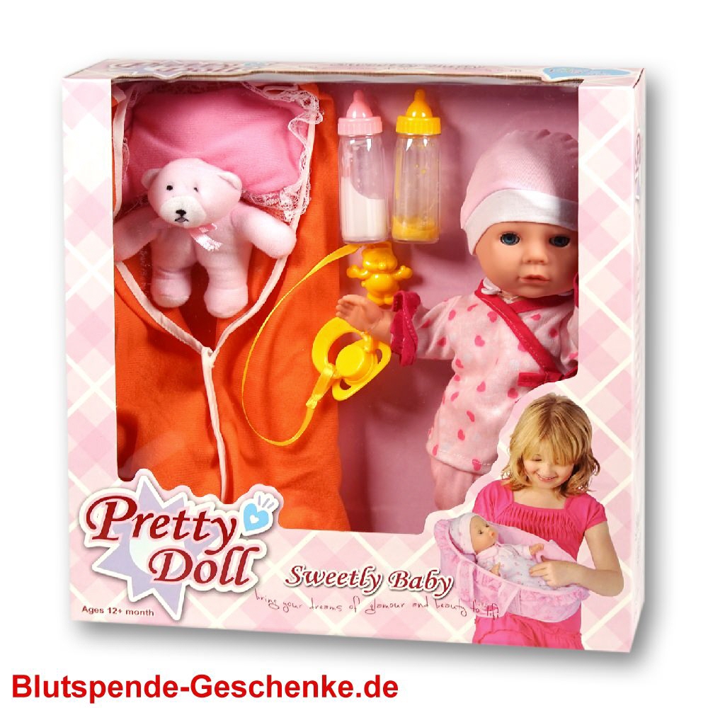 Blutspendegeschenk Baby-Puppe mit Decke