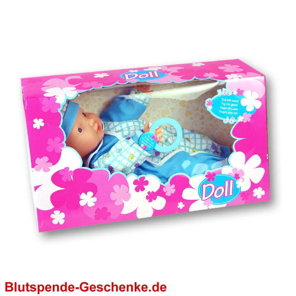 Blutspendegeschenk Babypuppe hellblau
