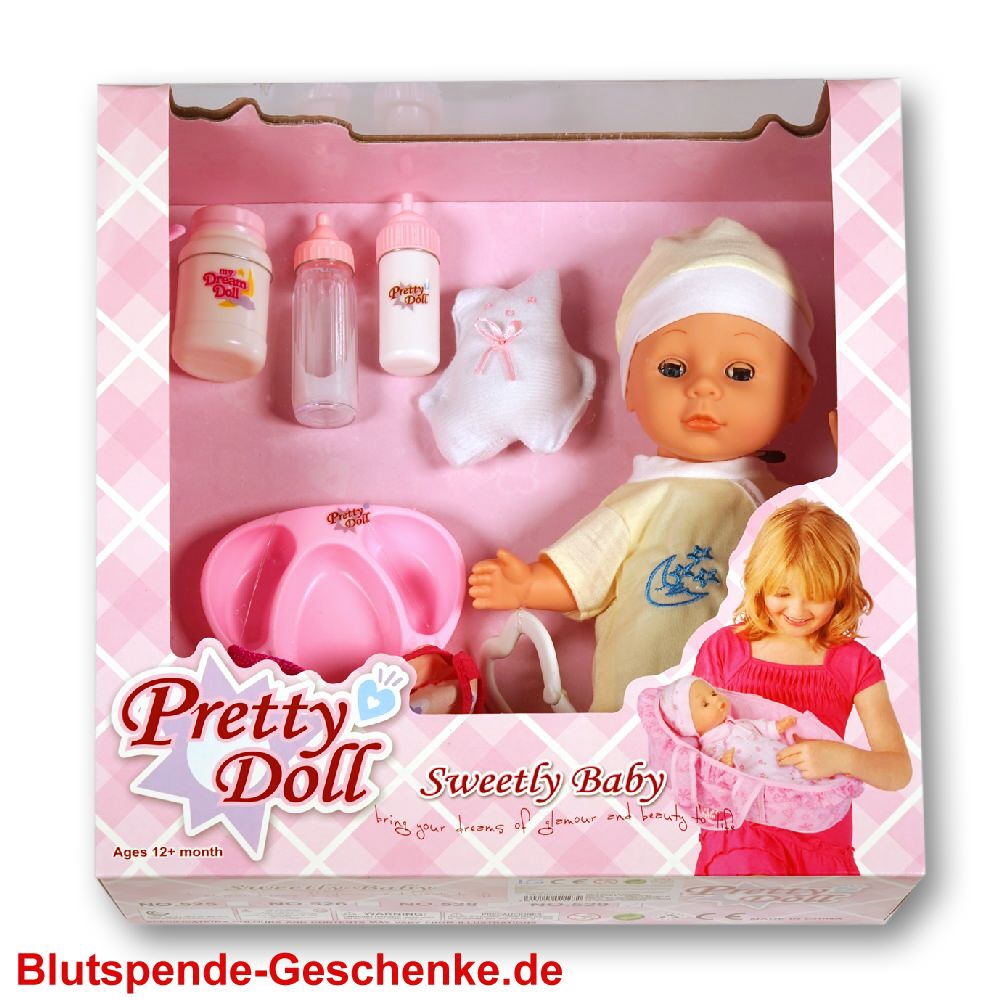 Blutspendegeschenk Babypuppe mit Zubehör