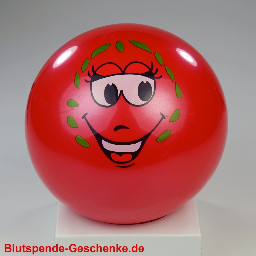 Blutspendegeschenk Ball Lachgesicht rot