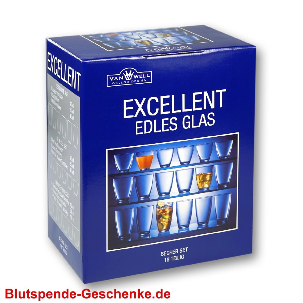 Blutspendegeschenk Gläser-Set 18-teilig