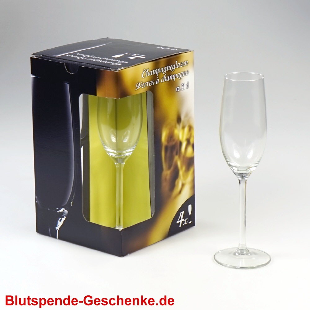 Blutspendegeschenk Champagnergläser 4er-Set