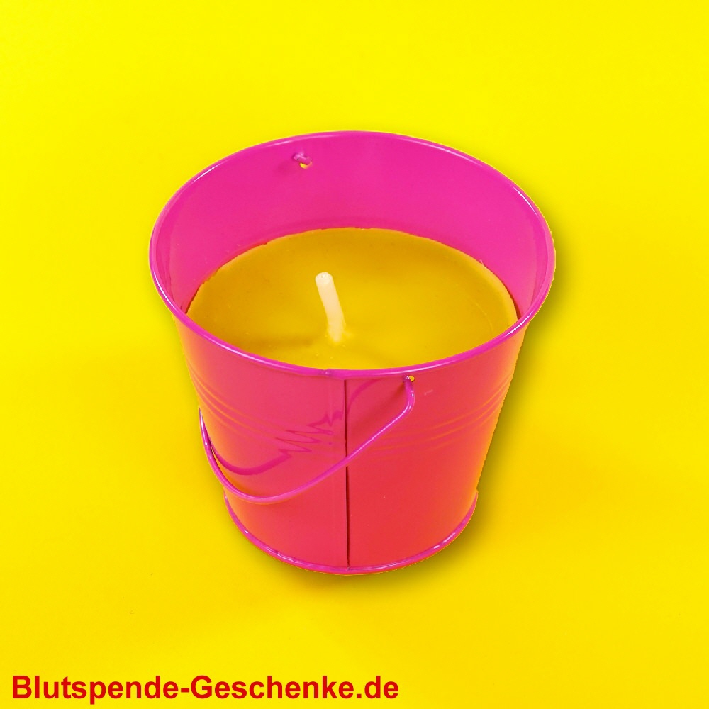 Blutspendegeschenk Duftkerze im Eimerchen