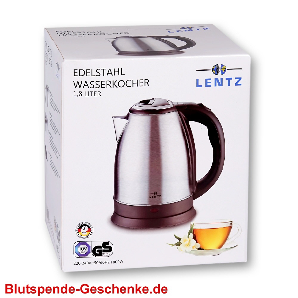 Blutspendegeschenk Edelstahl-Wasserkocher