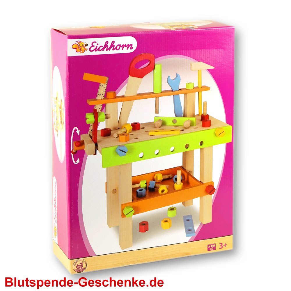 Blutspendegeschenk Holz-Werkbank