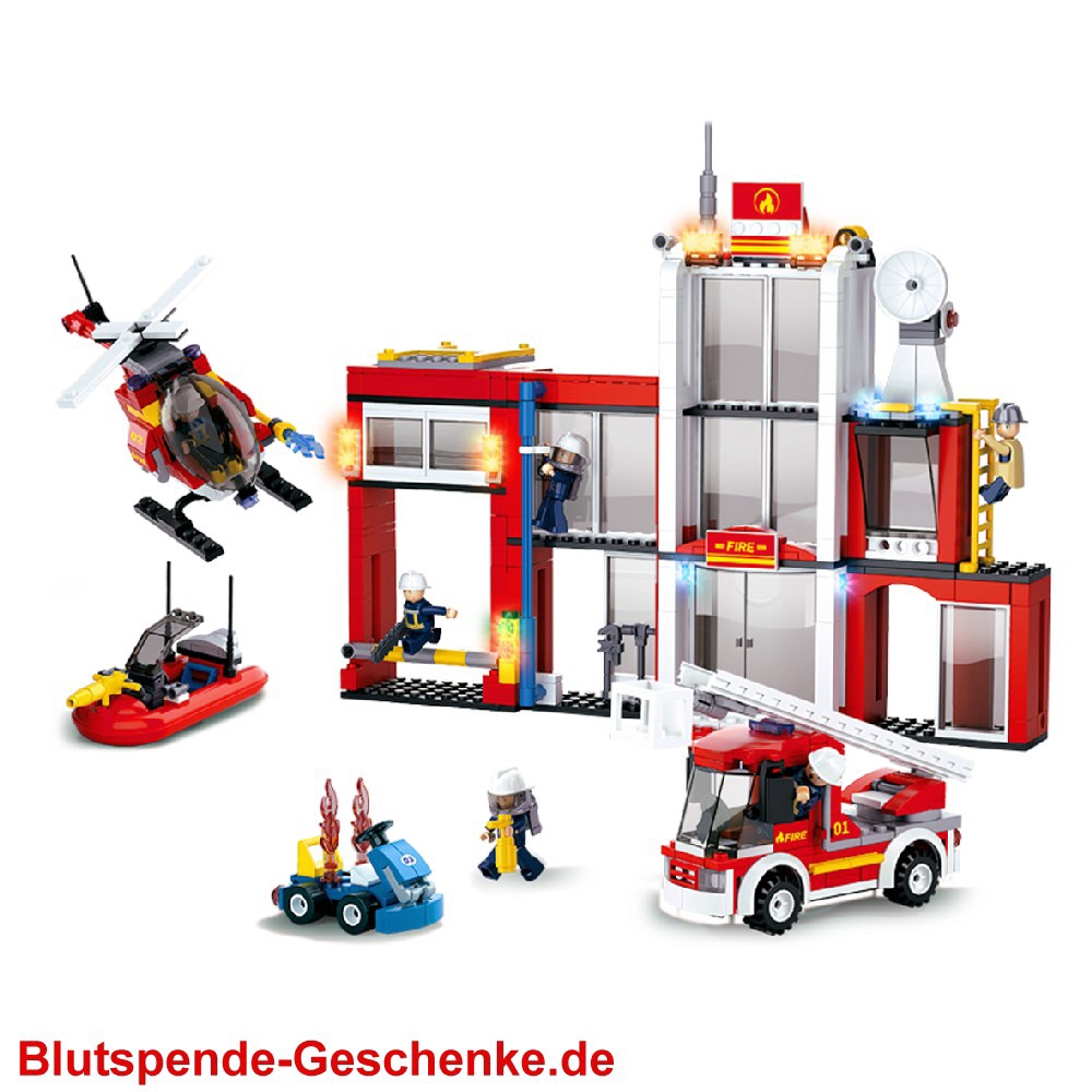 Blutspendegeschenk Steckbaustein-Feuerwehrstation