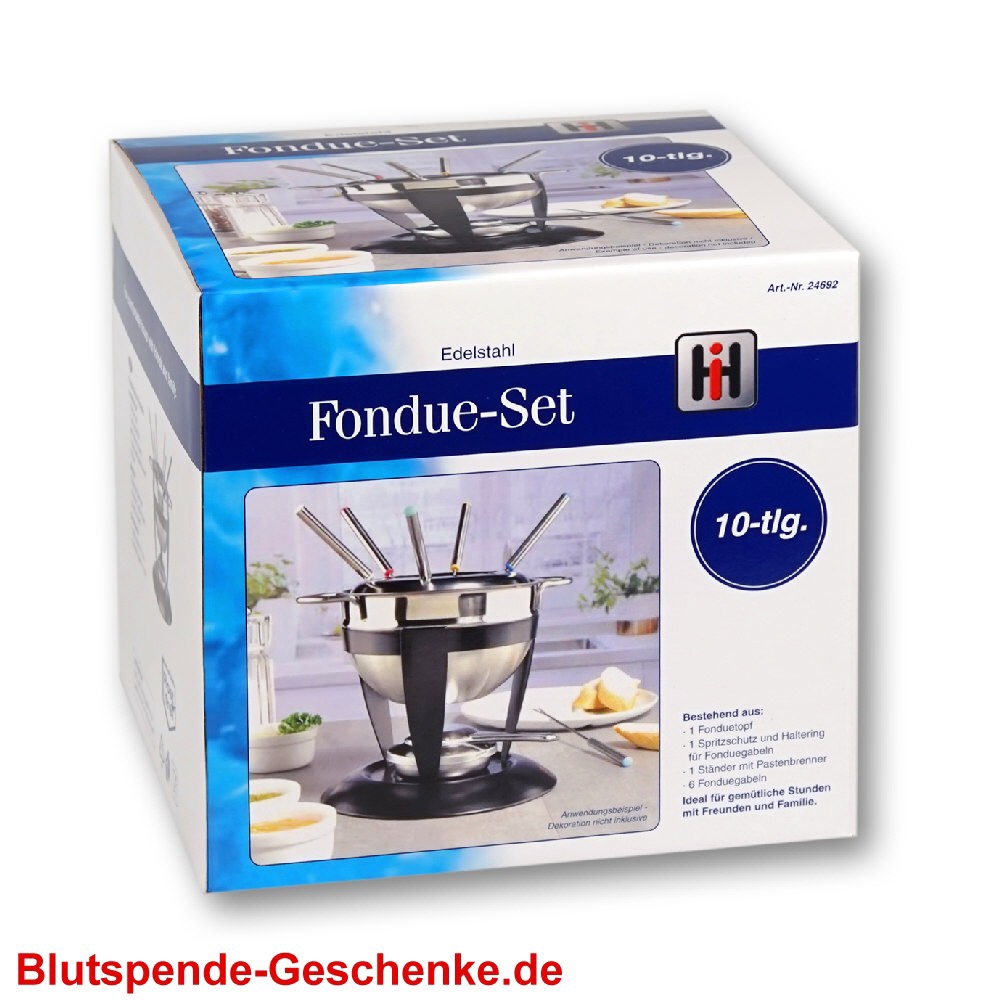 Blutspendegeschenk Fondue-Set 10teilig