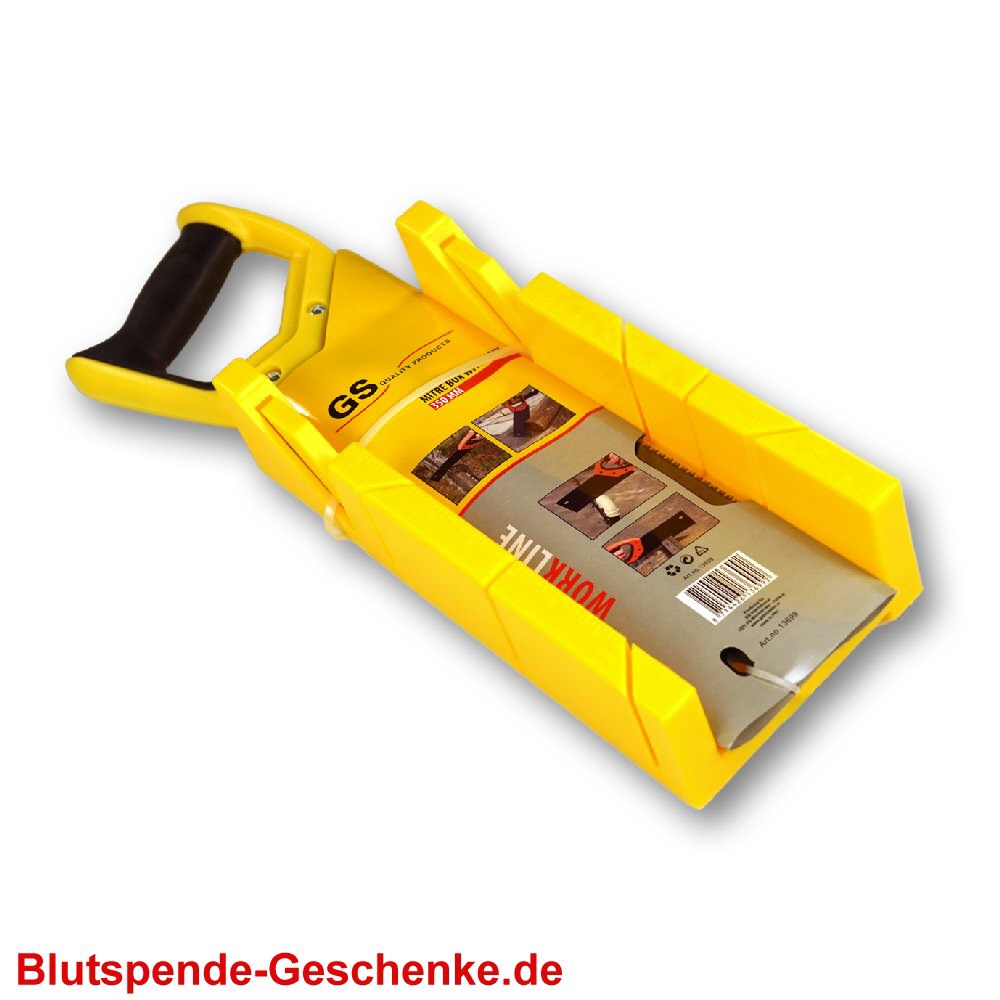 Blutspendegeschenk Gehrungslade mit Säge