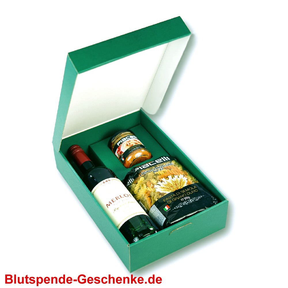 Blutspende-Geschenkset Wein und Nudeln