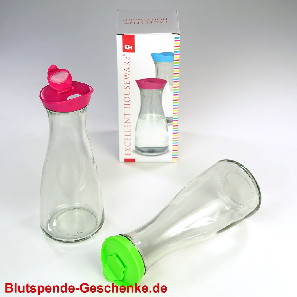 Blutspendegeschenk Glaskaraffe mit Verschluss