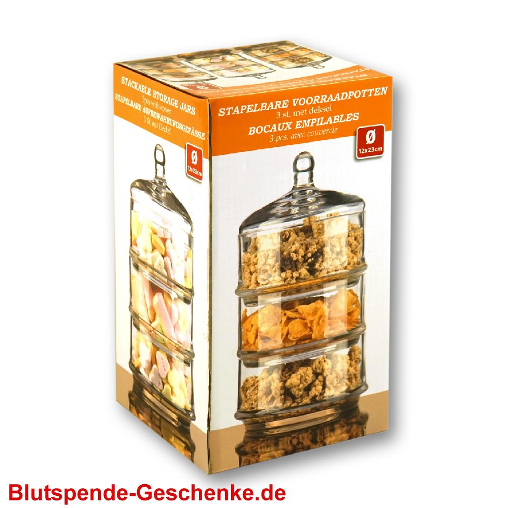 Blutspendegeschenk Stapelboxen aus Glas