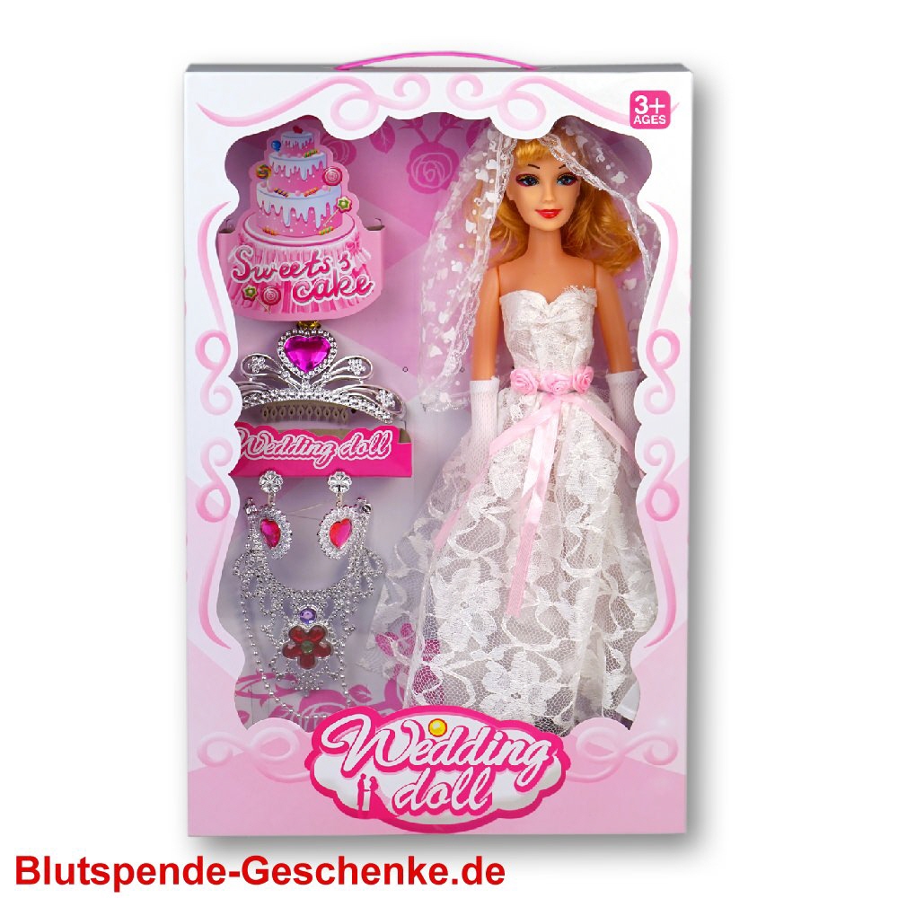 Blutspendegeschenk Hochzeitspuppe mit Zubehör