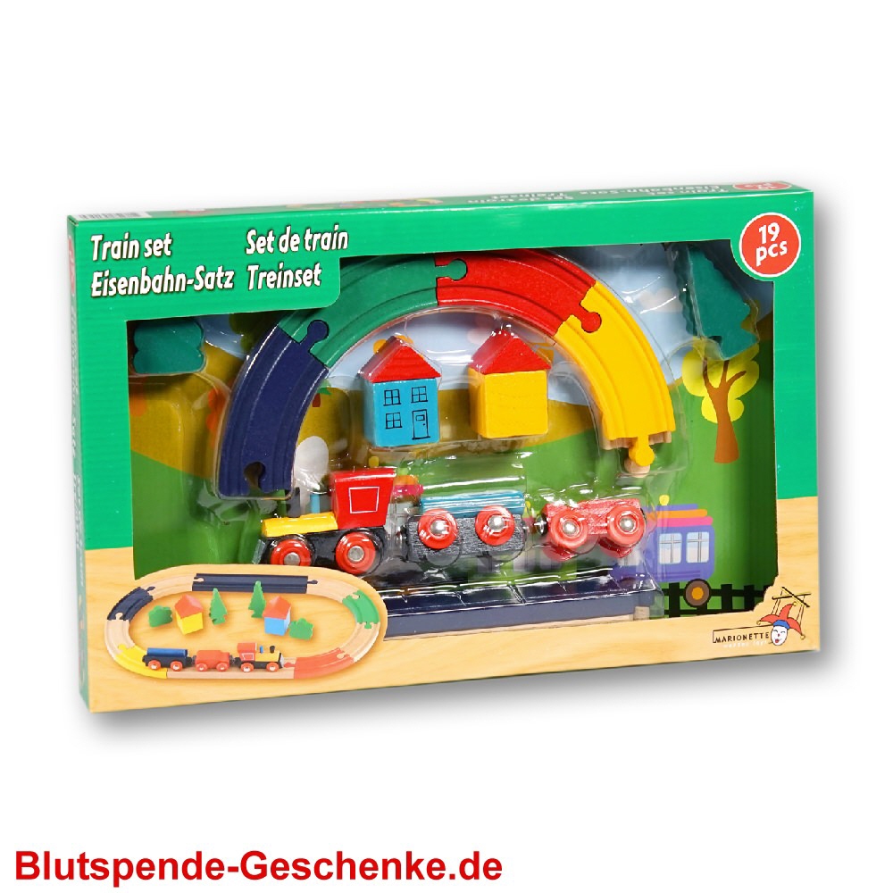 Blutspendegeschenk Holzeisenbahn