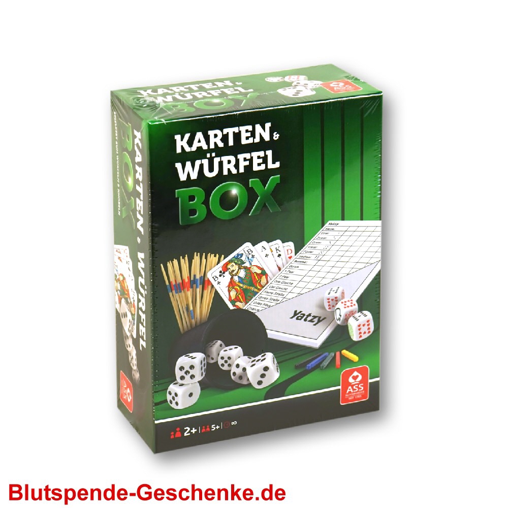 Blutspendegeschenk Karten und Würfel Spiel