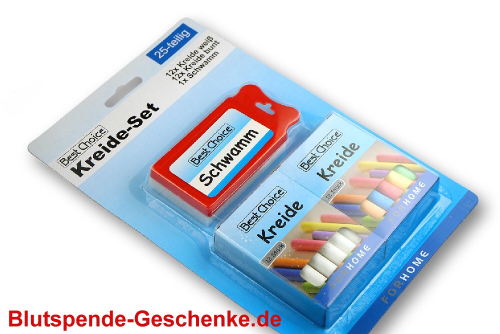 Blutspendegeschenk Kreide-Set mit Schwamm