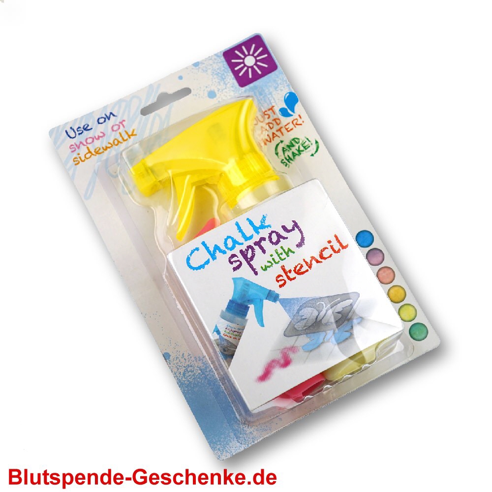 Blutspendegeschenk Kreidspray mit Schablone