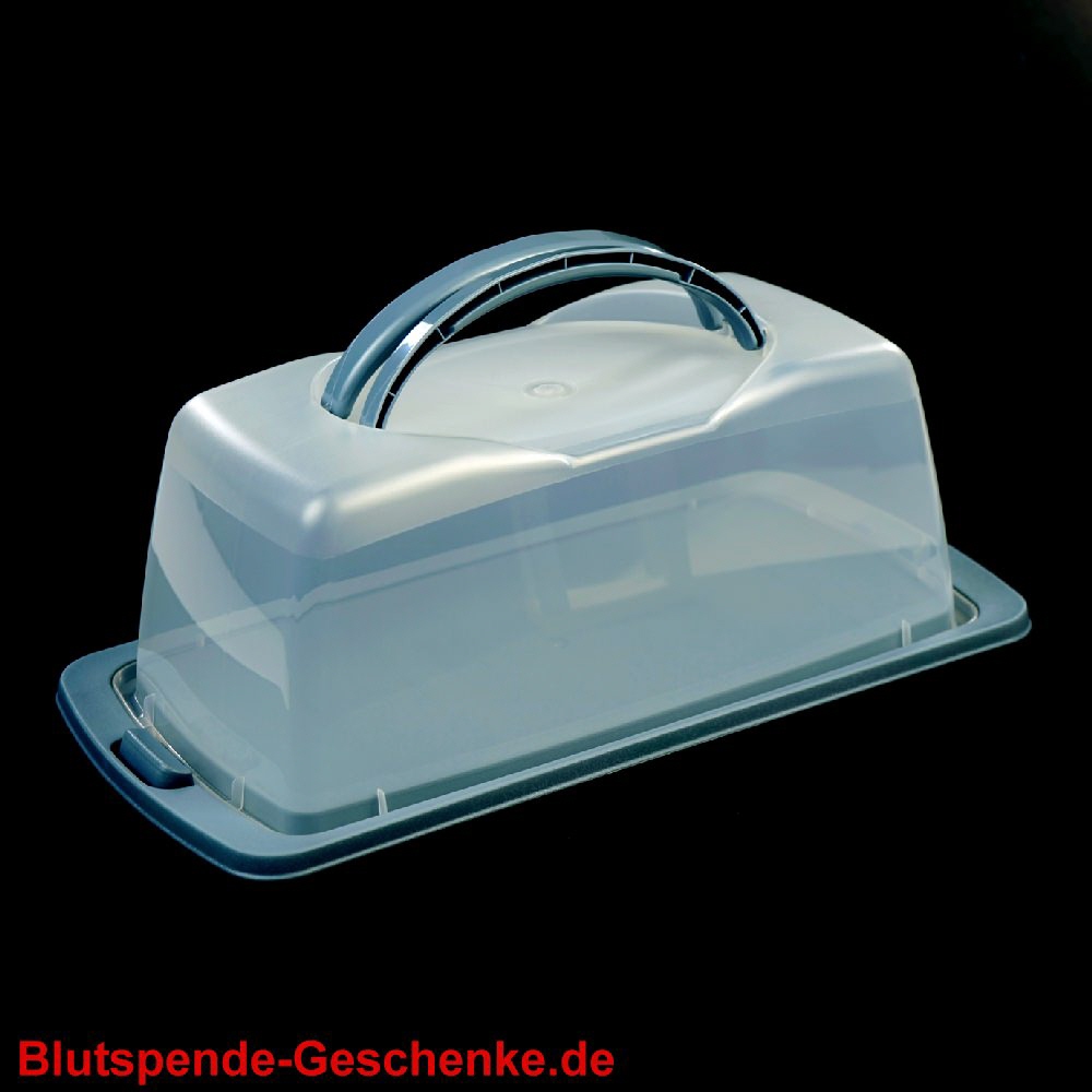 Blutspendegeschenk Kuchenbehälter eckig blau