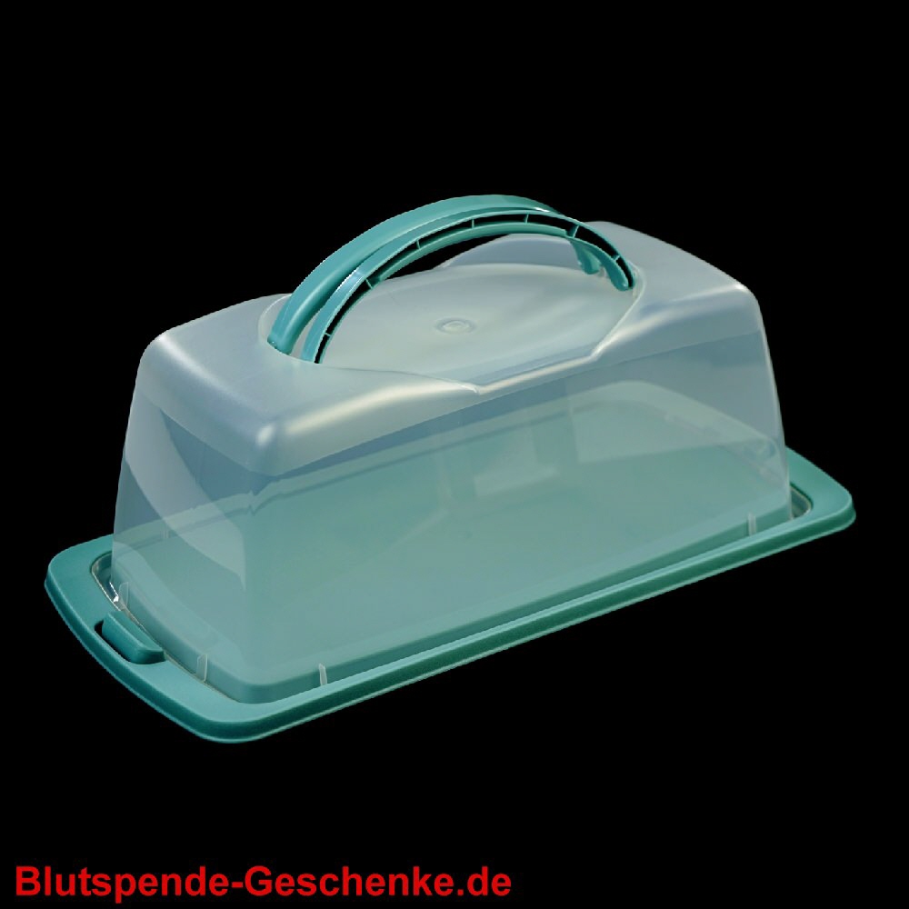 Blutspendegeschenk Eckiger Kuchenbehälter grün