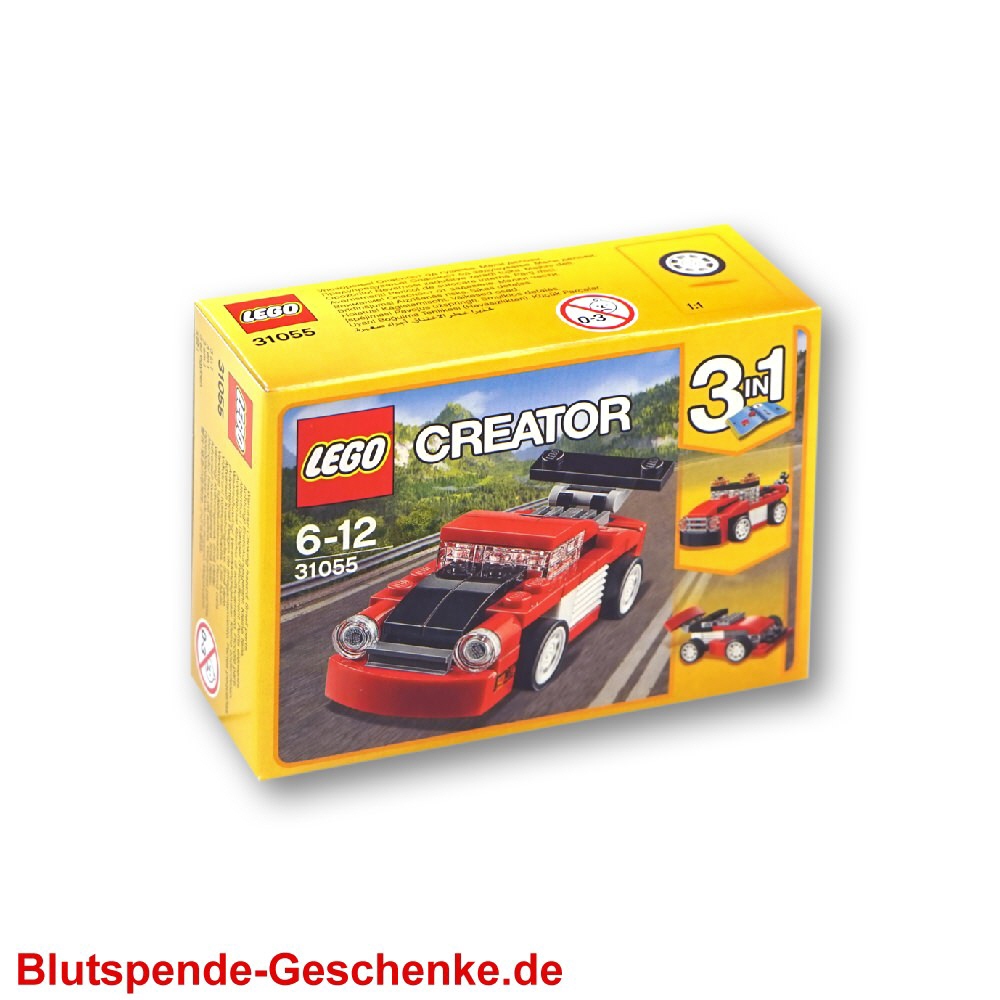 Blutspendegeschenk Lego Creator Rennwagen