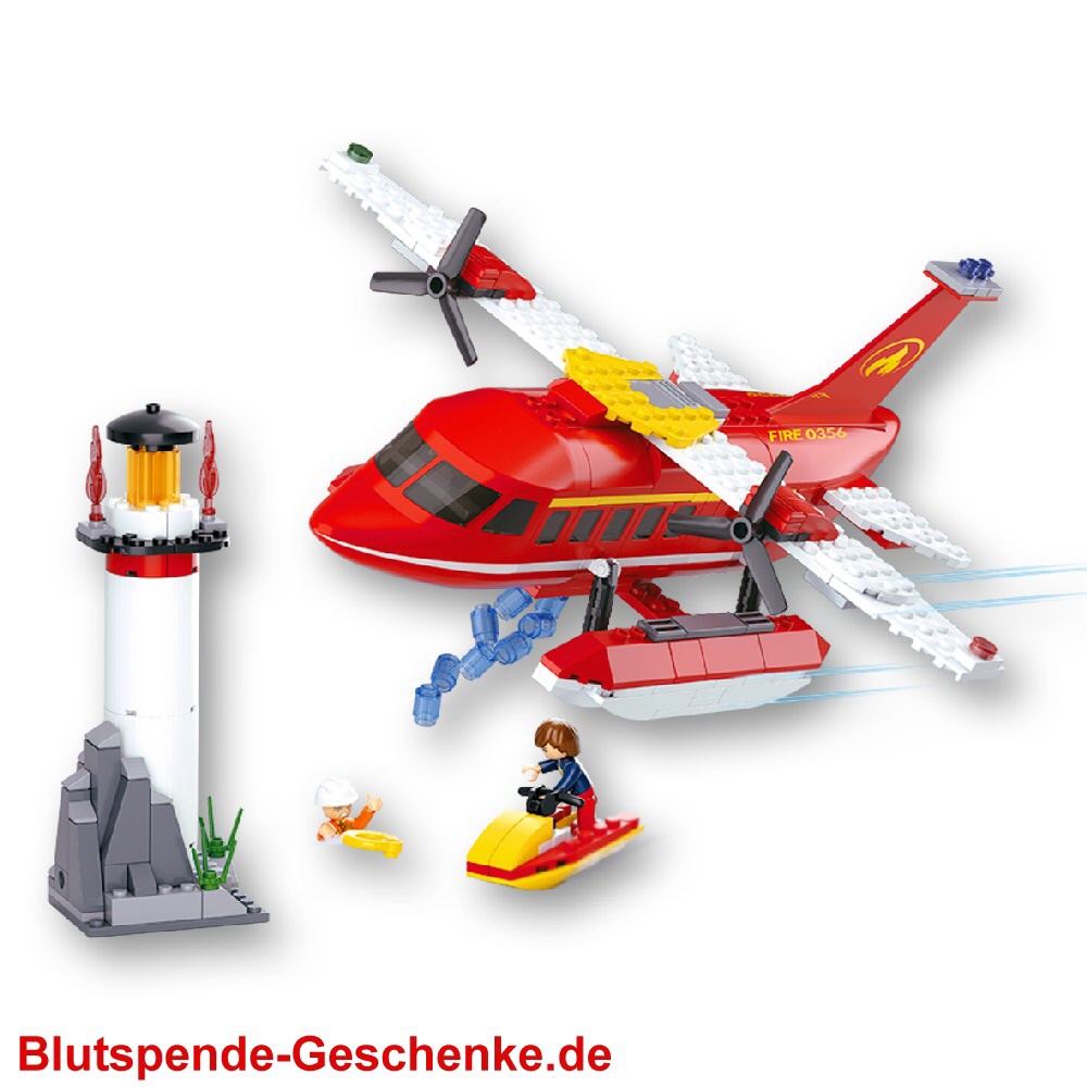 Blutspendegeschenk Steckbaustein-Löschflugzeug