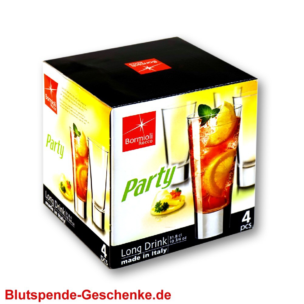 Blutspendegeschenk 4er-Set Longdrinkgläser