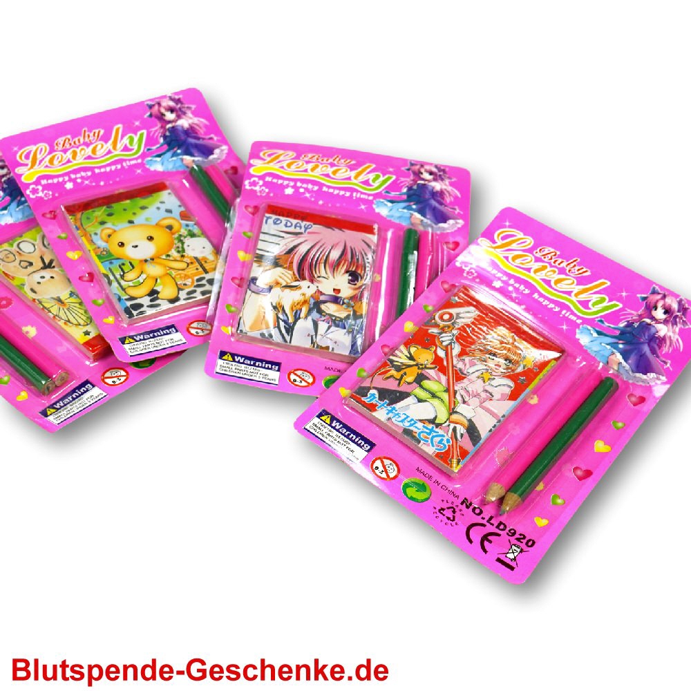Blutspendegeschenk Mädchen-Notizbuch mit Stift