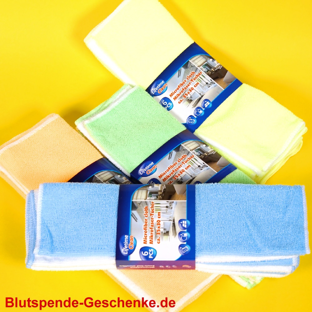 Blutspendegeschenk 6er-Set Mikrofasertücher