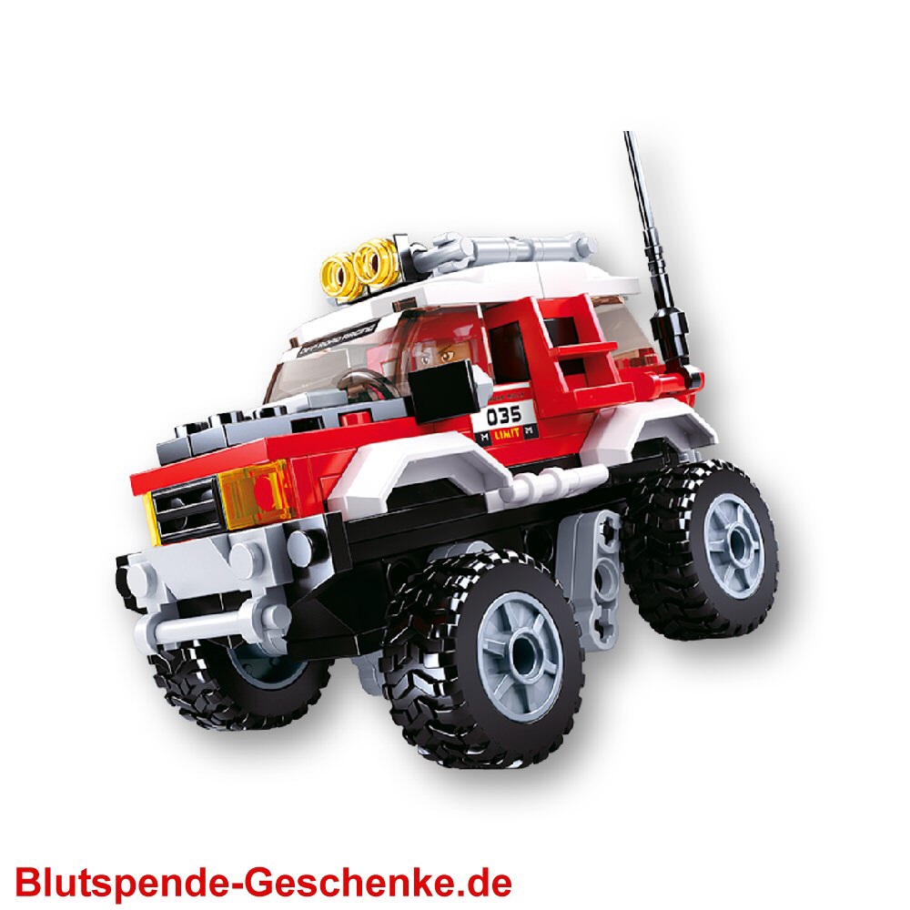 Blutspendegeschenk Steckbaustein-Offroader