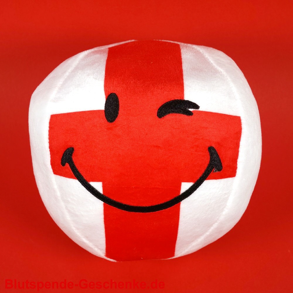 Blutspendegeschenk Plüschball mit rotem Kreuz