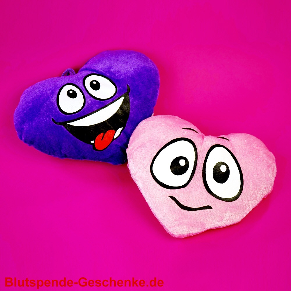 Blutspendegeschenk Plüschherz mit Gesicht
