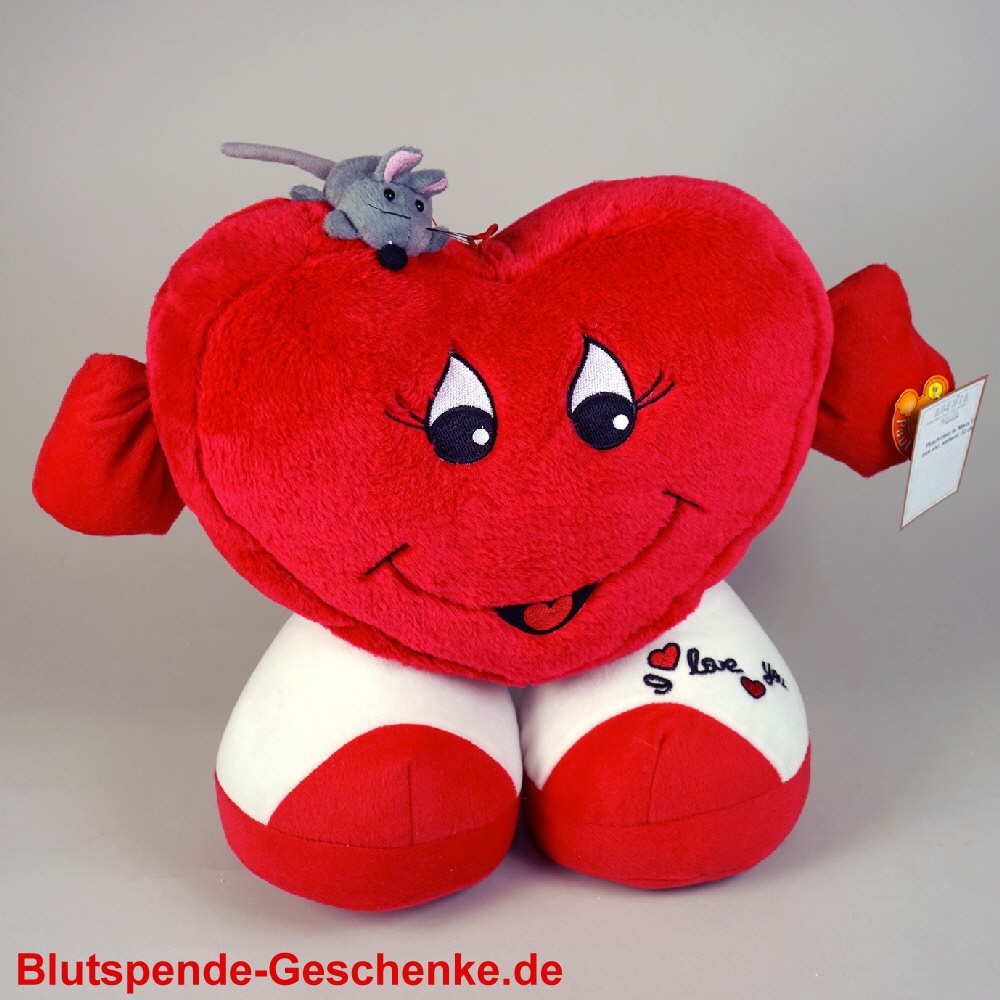 Blutspendegeschenk Plüschherz mit Maus