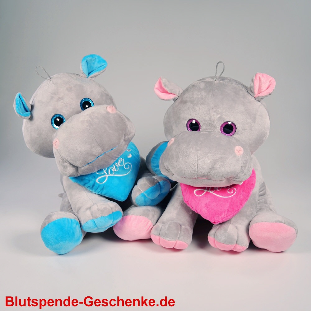 Blutspendegeschenk Plüsch-Nilpferde mit Herz