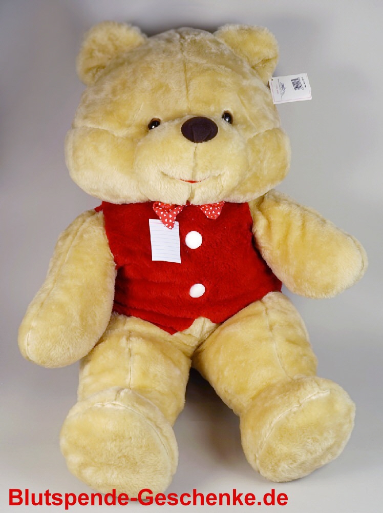 Blutspendegeschenk Bär mit Weste aus Plüsch